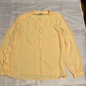 Loft -size M Butter yellow chiffon type semi sheer popover top